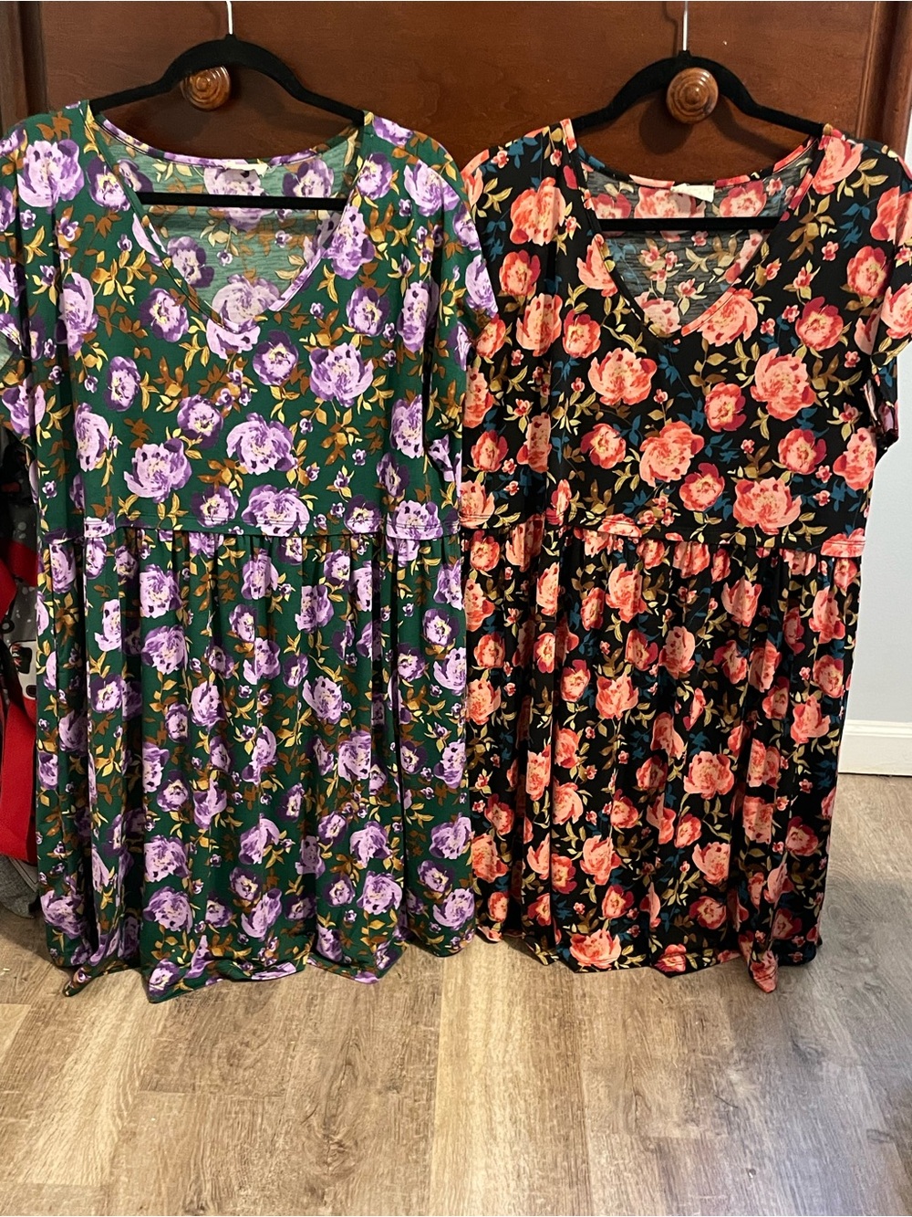 Be stage 1x floral pull on babydoll travel slinky stretch comfy dress lot blk gr